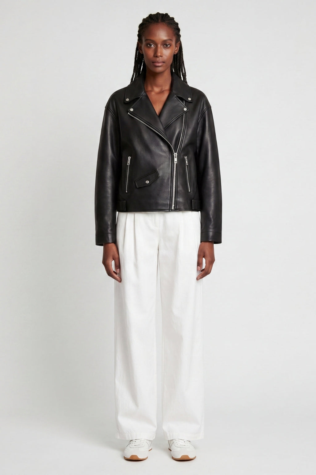 Leather Biker Jacket in Black