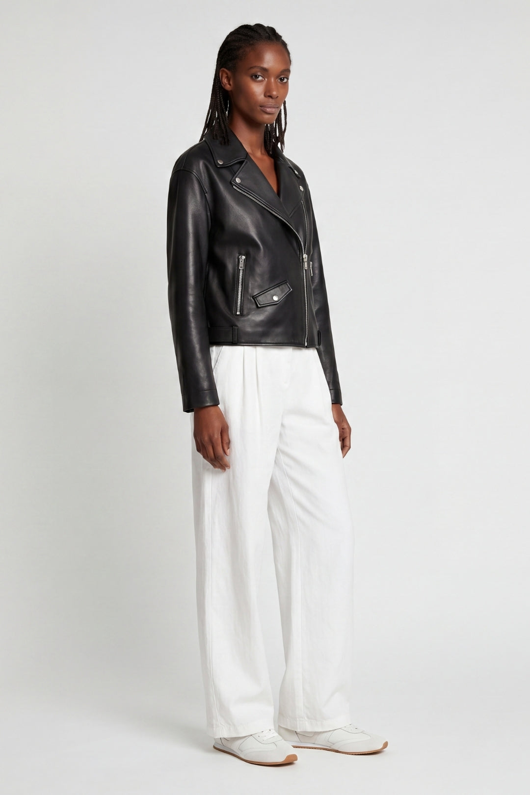Leather Biker Jacket in Black