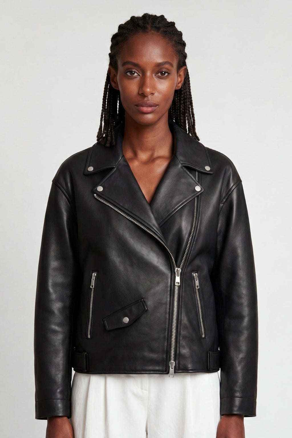 Leather Biker Jacket in Black