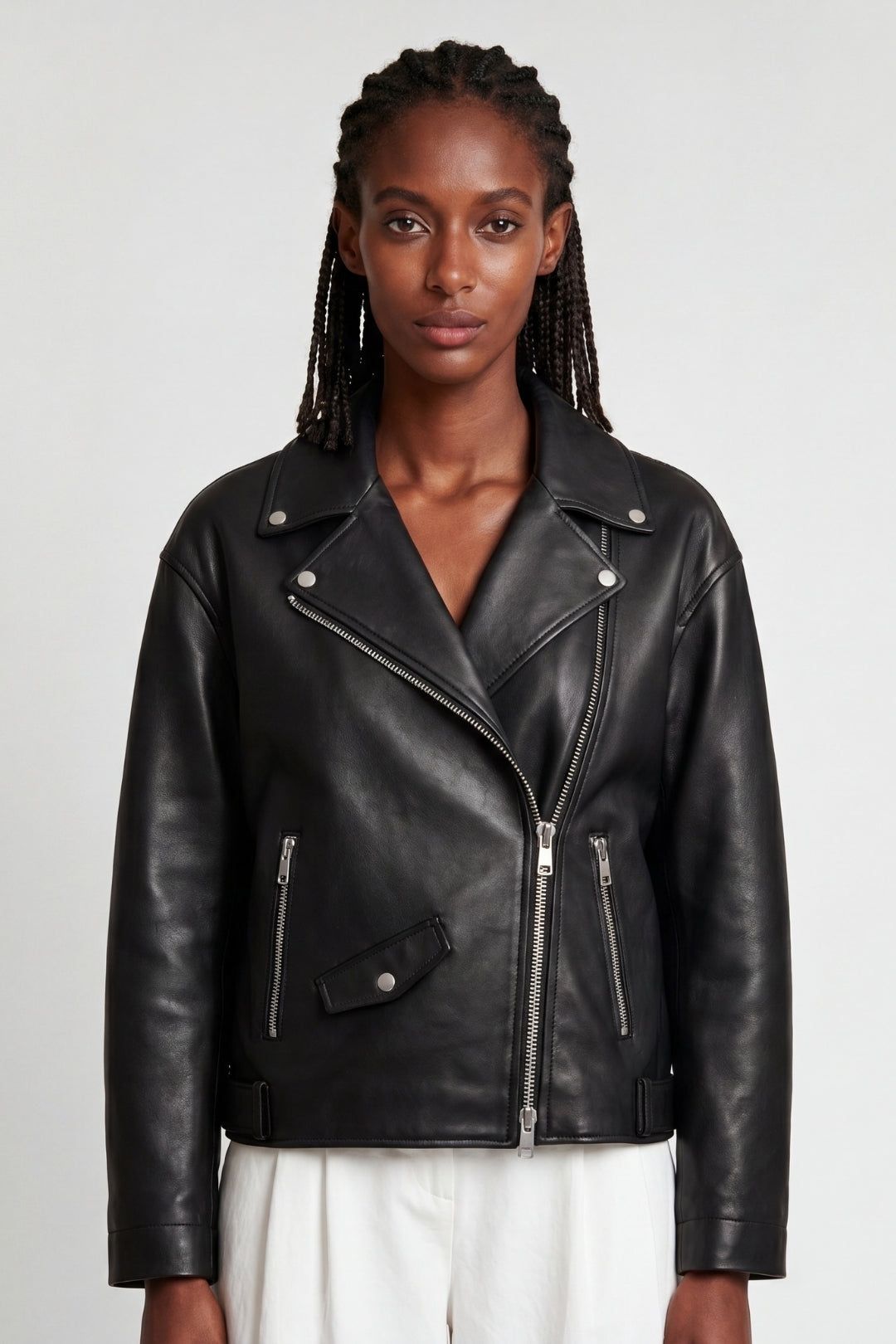 Leather Biker Jacket in Black