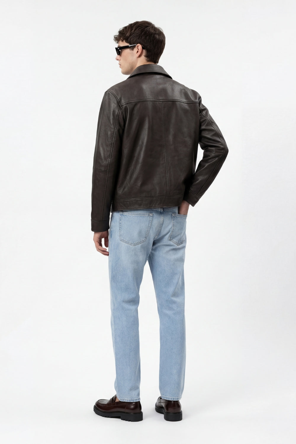 Harrington Leather Jacket in Brown