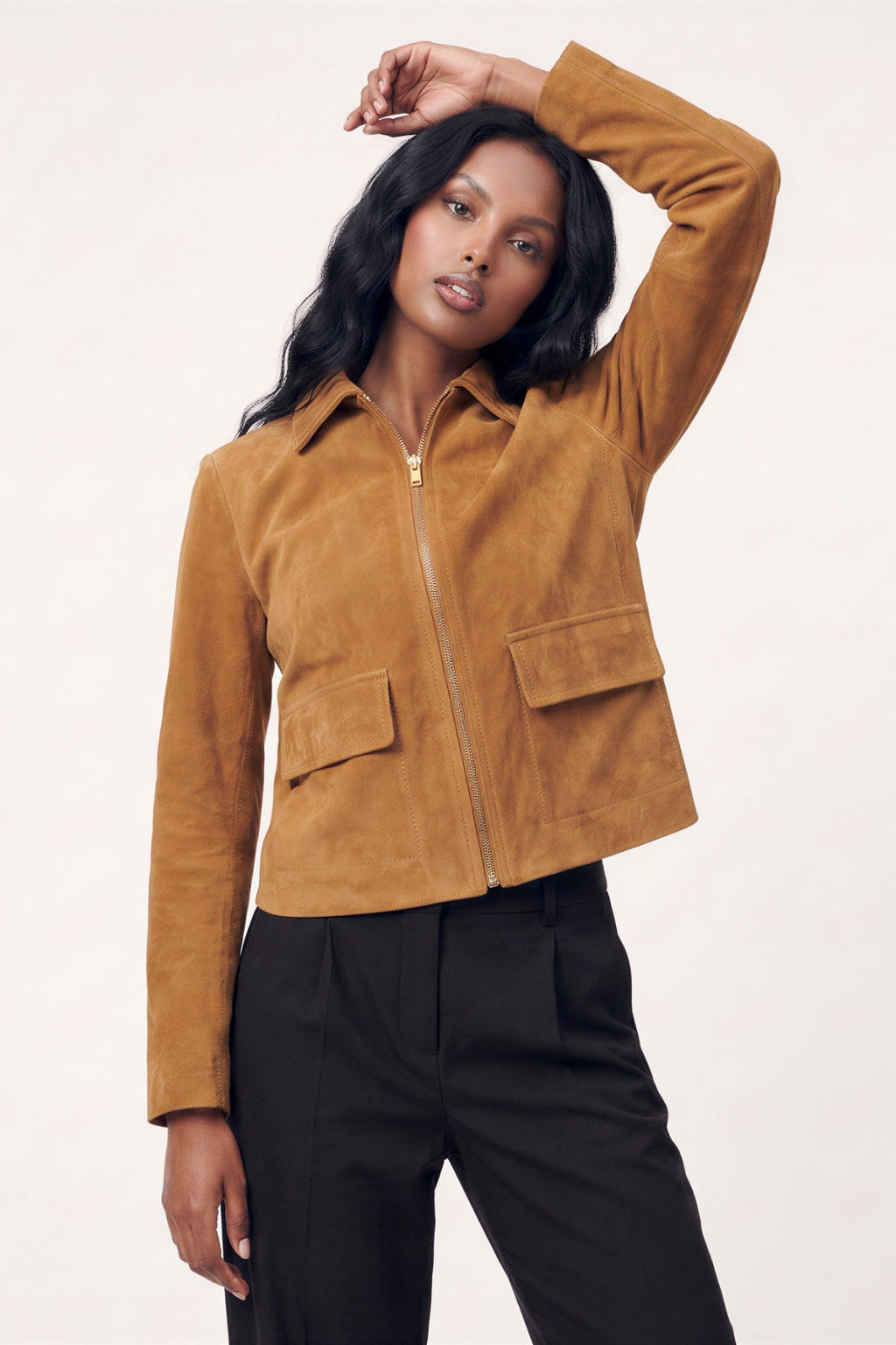 Suede Jacket in Cognac