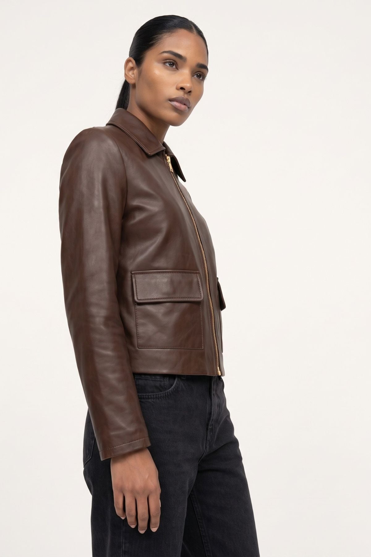 Leather jacket in Chocolate