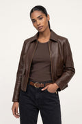 Leather jacket in Chocolate