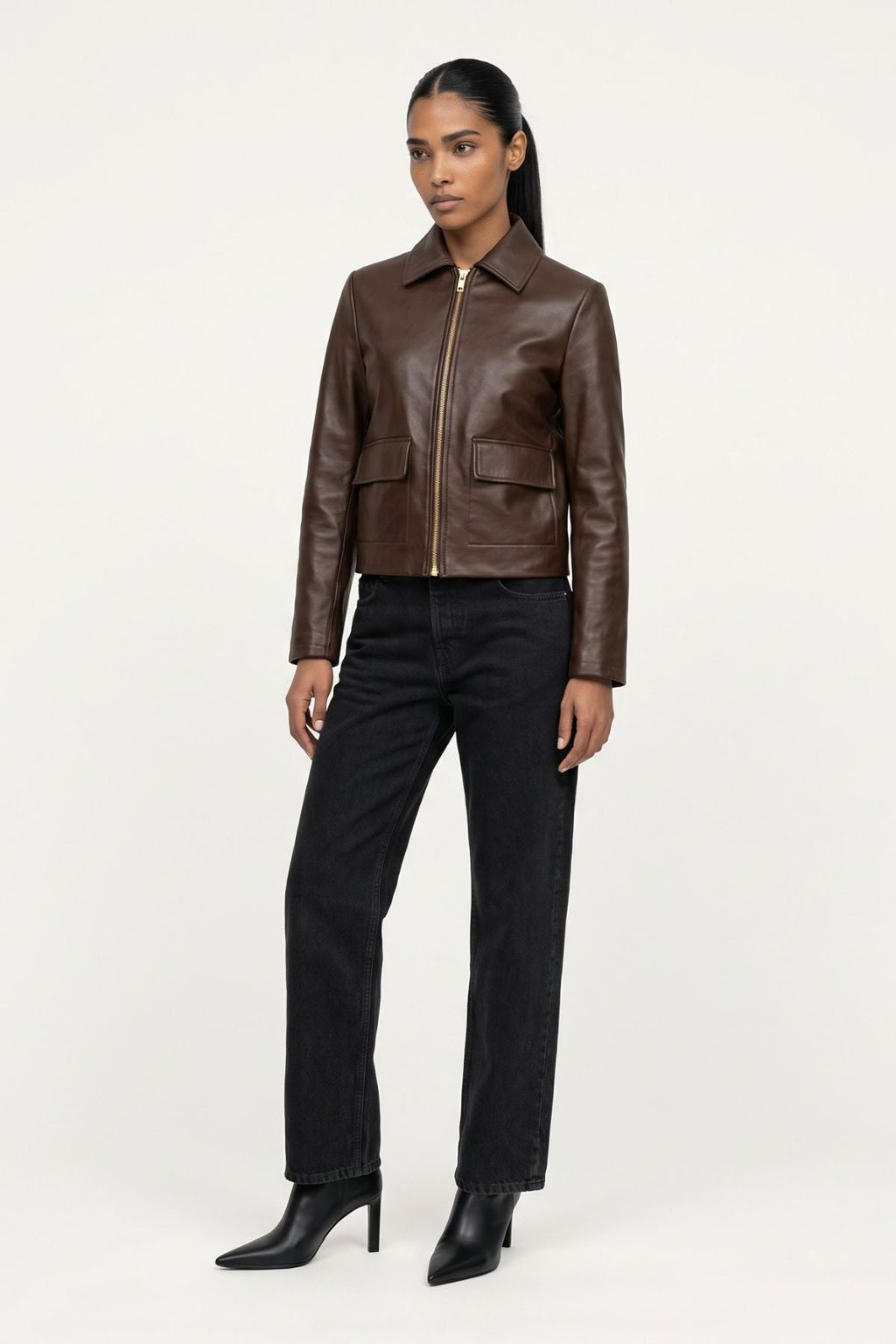 Leather jacket in Chocolate