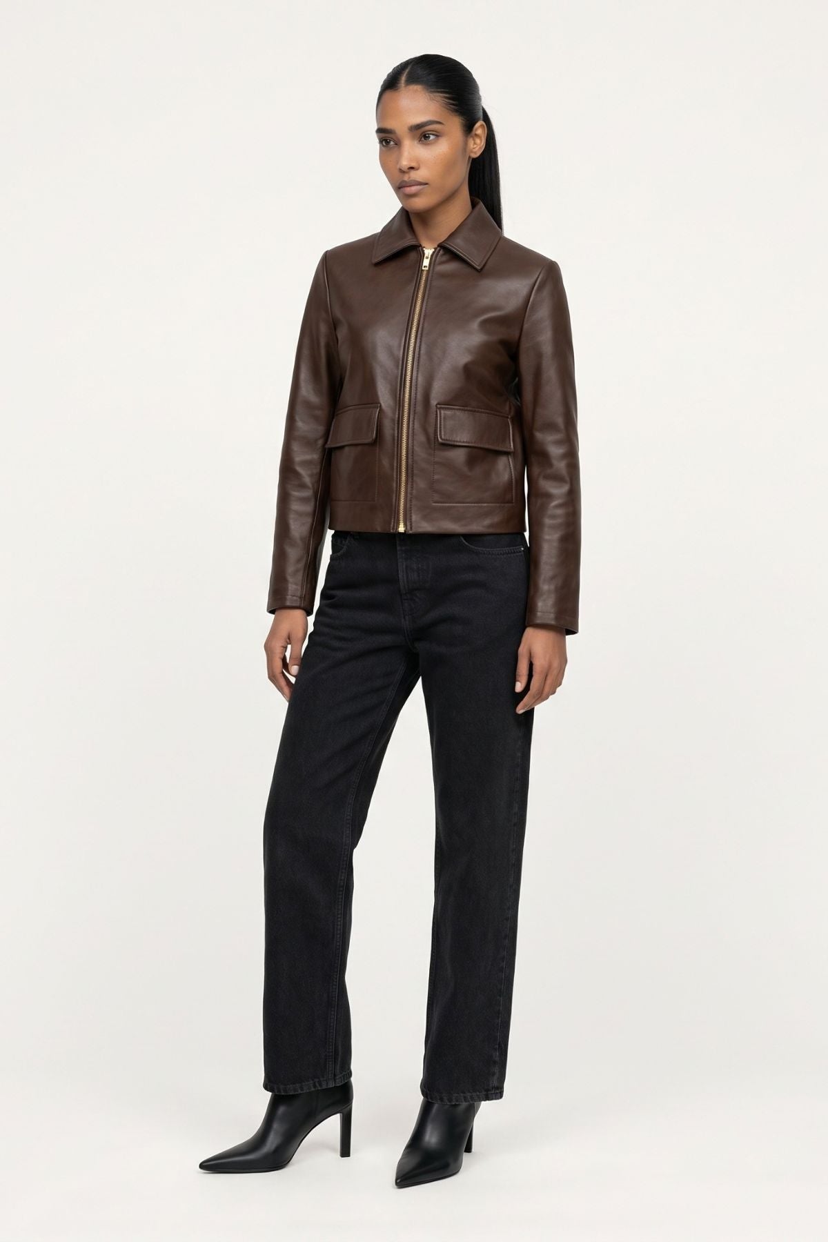 Leather jacket in Chocolate