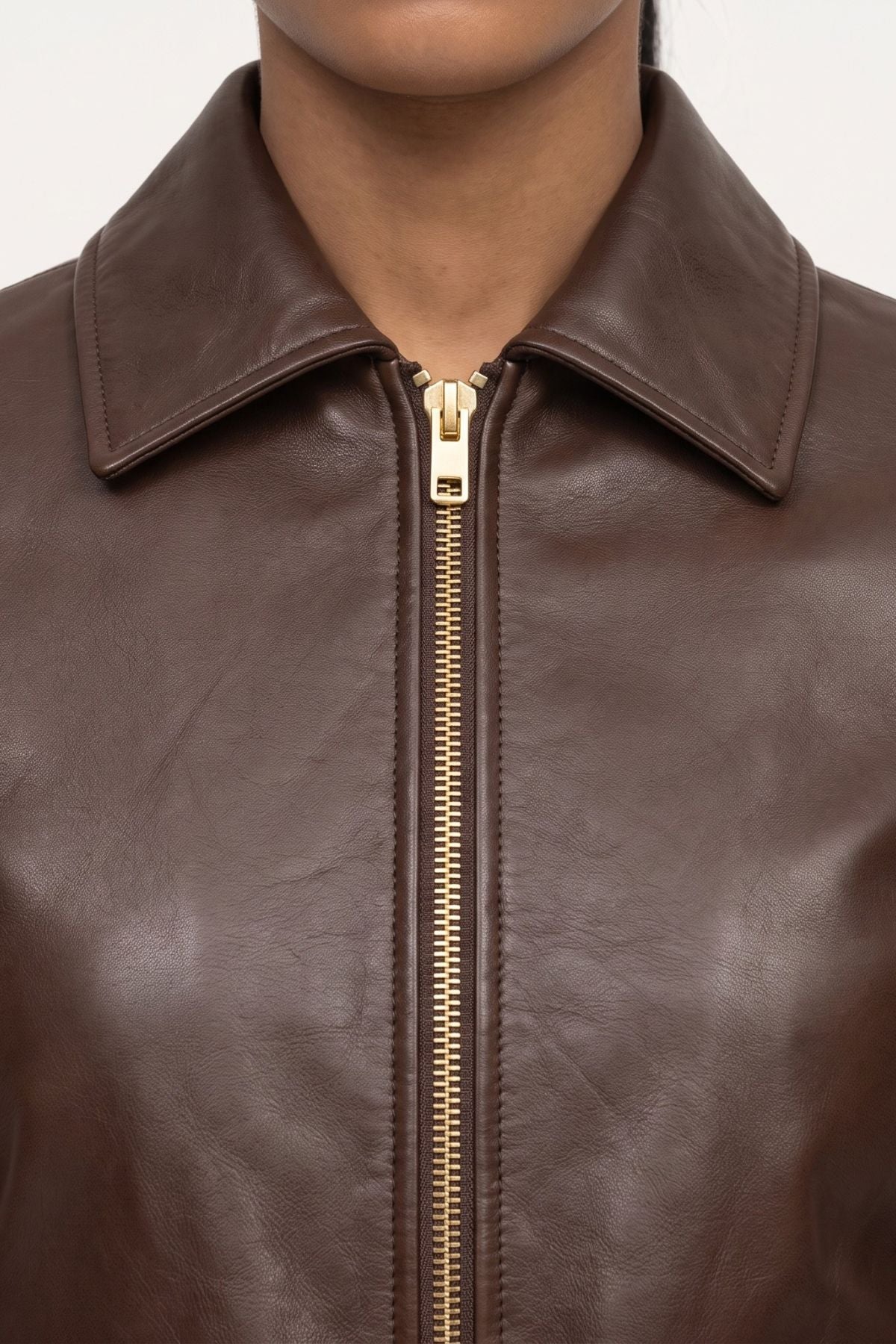 Leather jacket in Chocolate