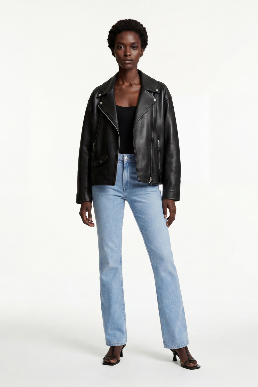 Leather Biker Jacket in Black