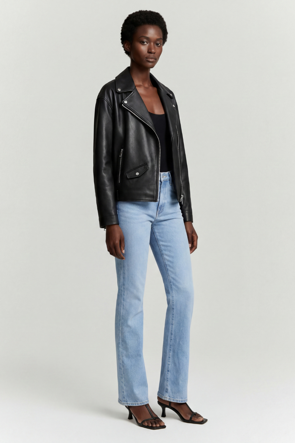 Leather Biker Jacket in Black