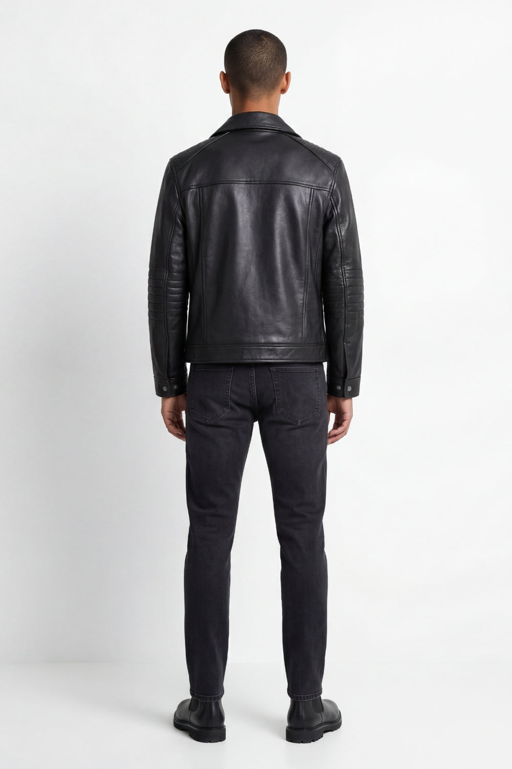 Leather Biker Jacket in Black
