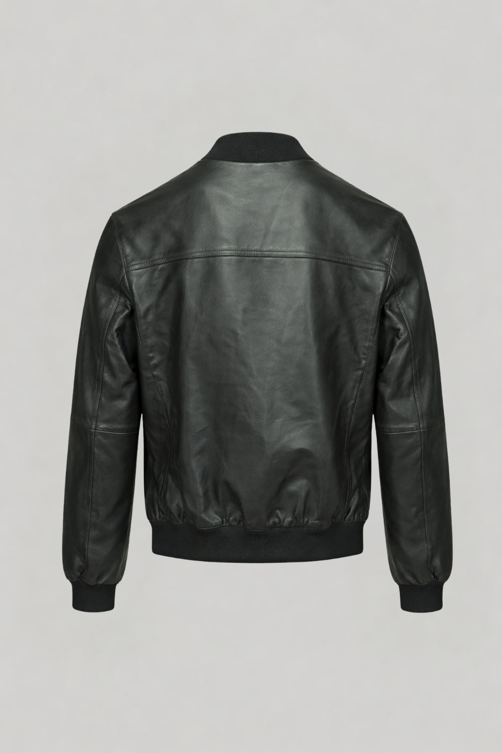 Leather Bomber Jacket in Black