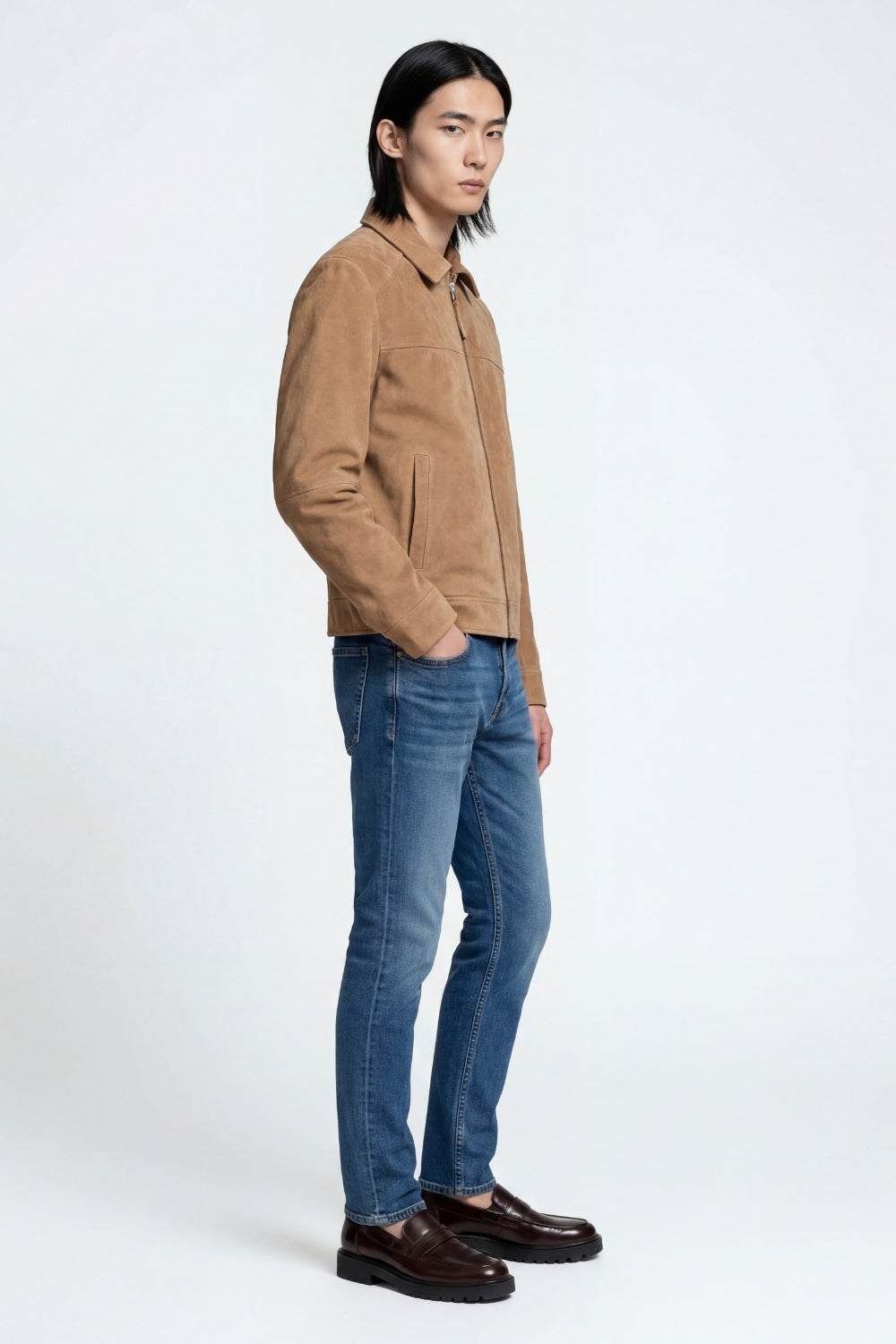 Suede Jacket in Camel
