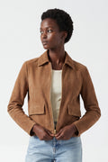 Suede Jacket in Camel