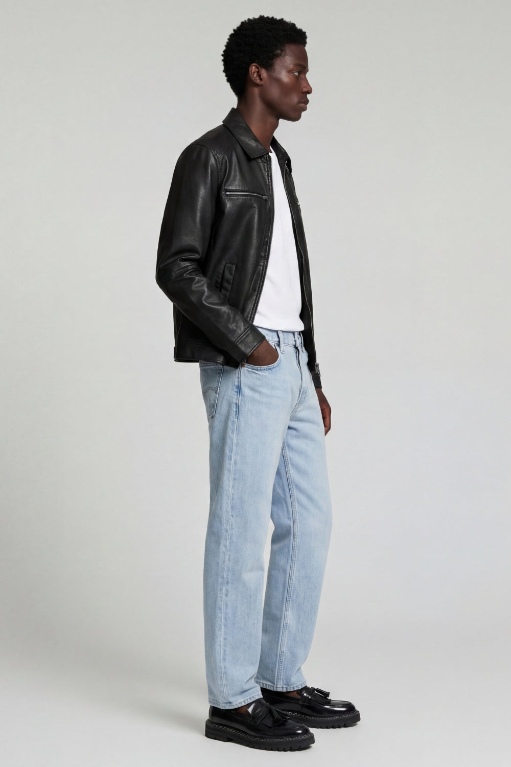 Harrington Leather Jacket in Black
