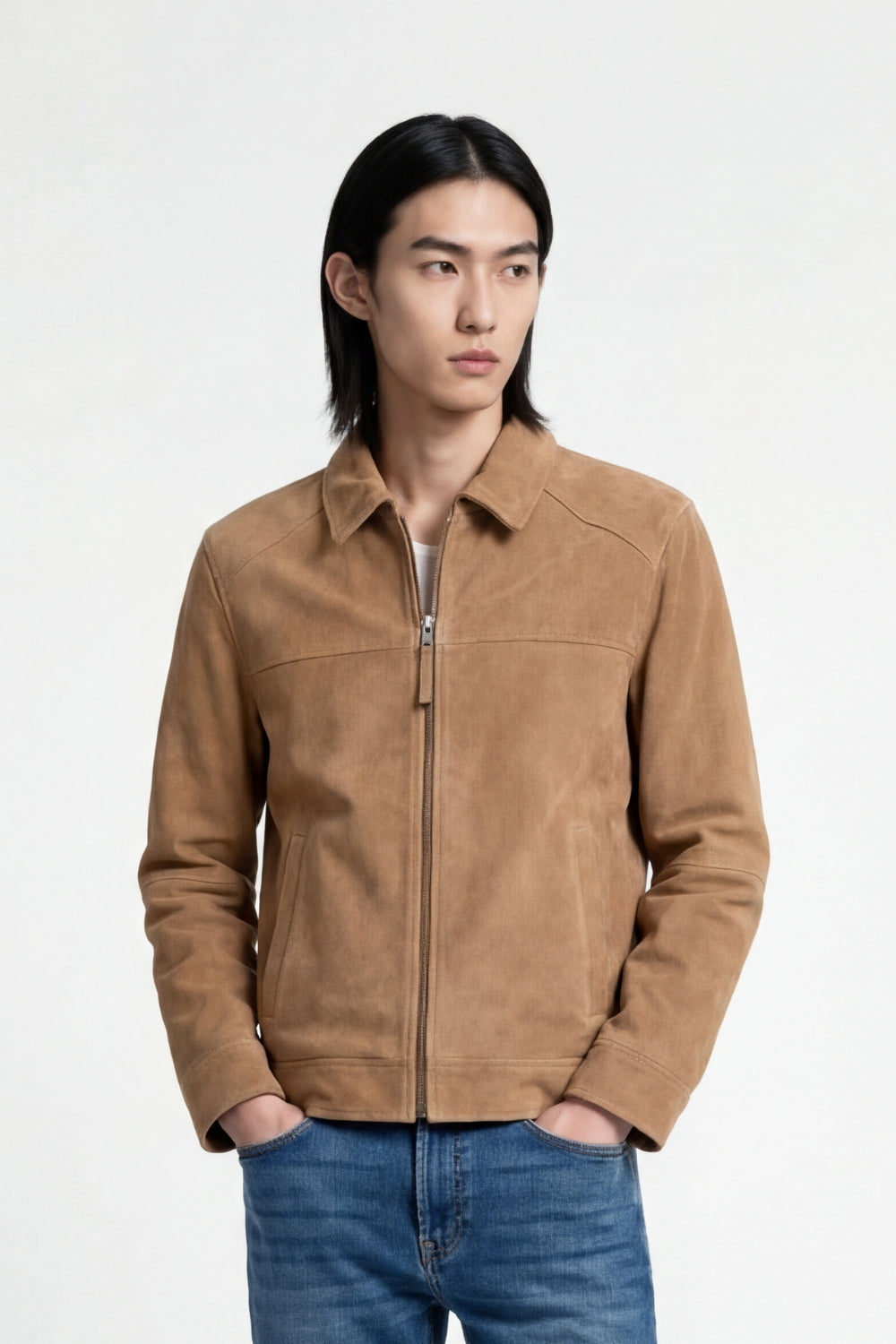 Suede Jacket in Camel