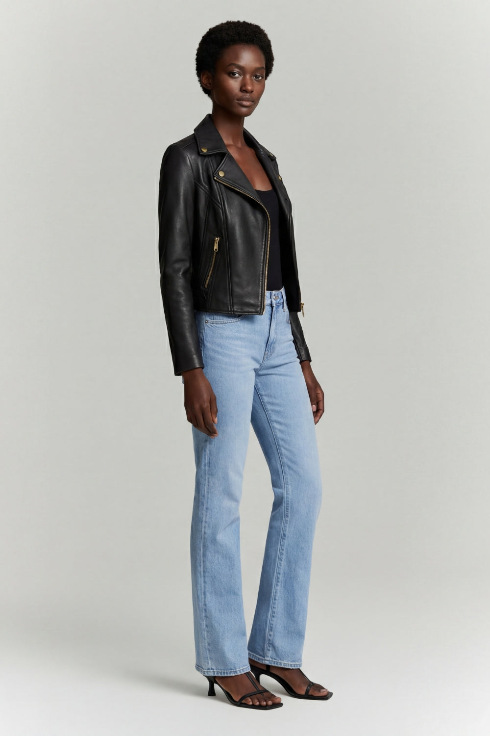 Leather Biker Jacket in Black