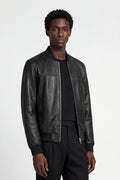 Leather Bomber Jacket in Black