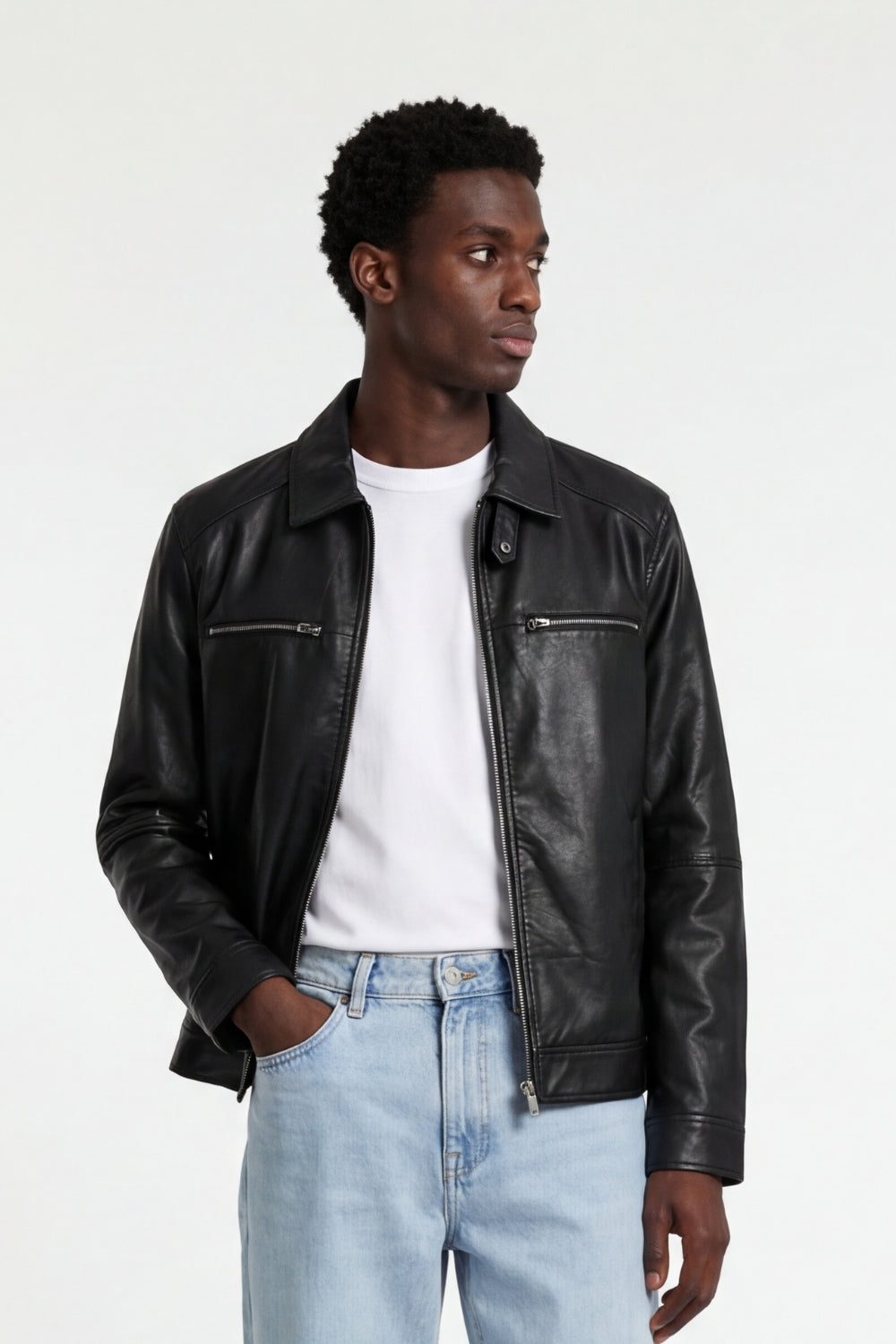 Harrington Leather Jacket in Black
